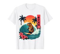 Japanese Capybara Surfing Kanagawa Wave Funny Surf Animal Value Graphic T-Shirt