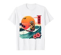 Japanese Capybara Surfing Kanagawa Wave Funny Surf Animal Value Graphic T-Shirt