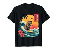 Japanese Capybara Surfing Kanagawa Wave Funny Surf Animal Value Graphic T-Shirt