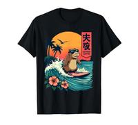 Japanese Capybara Surfing Kanagawa Wave Funny Surf Animal Value Graphic T-Shirt