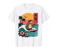 Japanese Capybara Surfing Kanagawa Wave Funny Surf Animal Value Graphic T-Shirt