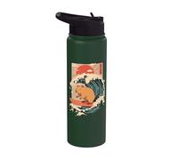 Japanese Capybara Surfing Wave Great Wave Japan Stainless Steel Insulated Water Bottle