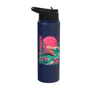 Japanese Capybara Surfing Wave Great Wave Japan Stainless Steel Insulated Water Bottle