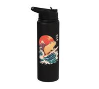 Japanese Capybara Surfing Wave Great Wave Japan Stainless Steel Insulated Water Bottle