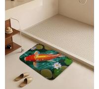 Japanese Carp Bath Mat Rug - Super Soft Absorbent Bathroom Rugs Non-Slip Quick Dry Washable Bathroom Floor Mat for Shower Tub, Coral Velvet Kitchen & Entryway Rugs 19.7"x31.5"