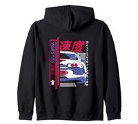 Japanese Cars Lovers MK4 Supra Print on Back Cool Zip Hoodie