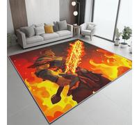 Japanese Cartoon Warrior Sword print Rugs Living Room 40x60 cm - Red Washable Small Rug Short Pile Non-Slip Carpet Soft Durable Easy Clean Carpet, for Dining Room Home Office