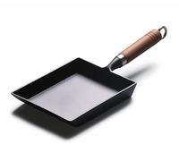 Japanese Cast Iron Tamagoyaki Pan - Pre-Seasoned, Liquid Nitrogen Treated, Non-Rust, Ready to Use, Detachable Wood Handle, Oven Safe, for Omelets, Steak & Camping, Chemical-Free Non-Stick,9x7 Inch