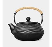 VonShef Cast Iron Teapot, Black Japanese Teapot with Infuser, 800ml 4 Cup Loose Leaf Tea Pot with Mesh Strainer, Stovetop Tetsubin Tea Kettle with Hobnail Design
