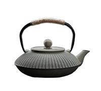 Japanese Cast Iron Teapot, 800ml Small Teapot with Removable Infuser, Geometric Pattern & Hemp-Wrapped Handle, Compatible with Induction Hob & Gas Stove