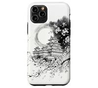 Japanese Castle and Sakura Cherry Blossoms Sumi-e Ink Art Case for iPhone 11 Pro
