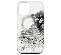 Japanese Castle and Sakura Cherry Blossoms Sumi-e Ink Art Case for iPhone 12/12 Pro