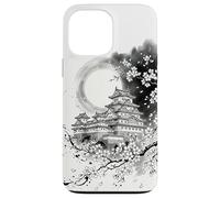 Japanese Castle and Sakura Cherry Blossoms Sumi-e Ink Art Case for iPhone 13 Pro Max