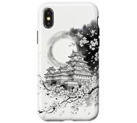 Japanese Castle and Sakura Cherry Blossoms Sumi-e Ink Art Case for iPhone X/XS