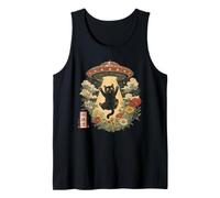 Japanese Cat Alien UFO Abduction Vintage Graphic Tank Top