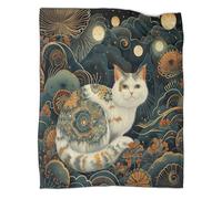 Japanese Cat Blanket Flannel Shiny Clouds Fleece Throw Blanket for Gifts for Women Men Teens Kids All Seasons Super Soft Cozy Plush Throws Blanket for Couch Sofa Bed Office 40x50inch(100x130cm)