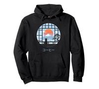 Japanese Cat Coffee Mount Fuji Sunset Zen Cat Mom Dad Pullover Hoodie