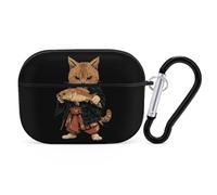 Japanese Cat Holding Fish Headphone & Earphone Cases Compatible with Airpod Pro Scratch-Resistant PC Protective Cover with Keychain Black-style-24