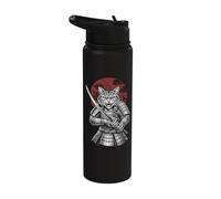 Japanese Cat Katana Japan Samurai Stainless Steel Insulated Water Bottle