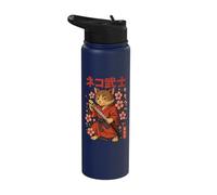 Japanese Cat Katana Japan Samurai Stainless Steel Insulated Water Bottle