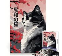Japanese Cat Kimono Zen 1000 Piece Puzzle For Teenagers Mental Exercise Mind Calming Fun Snug Lock Holiday Treat size 50x75cm