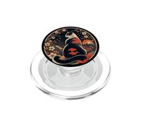 Japanese Cat Mount Fuji Cherry Blossom Red Sunset Retro PopSockets PopGrip for MagSafe