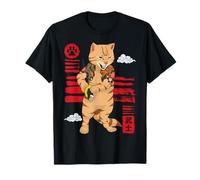 Japanese Cat Samurai Kaiju Warrior Ronin Bushido Kitten T-Shirt