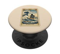 Japanese Cat Surfing Tarot Card The Great Wave Off Kanagawa PopSockets Adhesive PopGrip