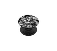 Japanese Cat with Sushi in White and Black Irezumi Style PopSockets Adhesive PopGrip