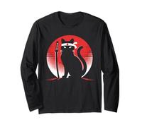 Japanese Cats Lovers Retro Cool Fighting Ninja Cat Fighter Long Sleeve T-Shirt