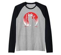 Japanese Cats Lovers Retro Cool Fighting Ninja Cat Fighter Raglan Baseball Tee