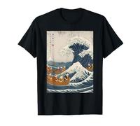 Japanese Cats Surfing Ukiyo-e Style Art T-Shirt