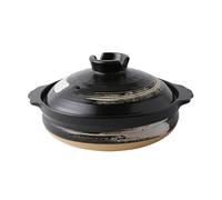 Japanese Ceramic Black Casserole Clay Pot with Lid - Heat-resistant Ceramic Pot, Soup Pot, for Home Cooking, Stew for Dinner(1.2l)