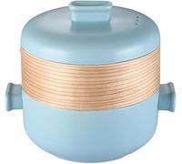 Japanese Ceramic Clay Pot, Multi-Purpose Casserole Stew Pot with Steamer Basket and Lid for Healthy Cooking, 2.5L Capacity