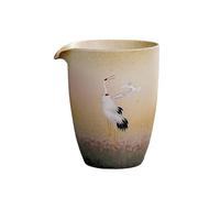 Japanese Ceramic Gong Dao Bei, Chinese Crane Pattern Porcelain Teacup Cha Hai, Kung Fu Tea Fair Cup, Kiln Changed Retro Tea Serving Pitcher (Yellow)