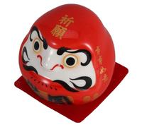 Japanese Ceramic Lucky Cat Figurine Wobbling Doll Home Office Decor Table Ornament Egg Shaped Sculpture for Car Dashboard Display