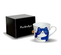 Japanese Ceramic Mug with Gift Box-Nekochigura Teacup Series-10 fl oz Japanese Yunomi Pottery Green Tea Coffee Mug Soup Cup, Hot or Cold drinks, Dishwasher and Microwave safe (Hachiware)