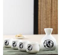 Japanese Ceramic Sake Set 5 Pieces Hand Painted 1 Pot 4 Cups