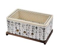 Japanese Ceramic Tabletop BBQ, Mini Charcoal Cooker for 2 to 3 People, Diatomaceous Clay, Stainless Steel Net, Wood Mat, Portable Indoor Outdoor Konro