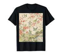 Japanese Cherry Blossom Birds Koi Art T-Shirt