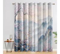 Japanese Cherry Blossom Blackout Curtains, 72 Drop, Asian Oriental Landscape Printed Curtains for Living Room, Bedroom, Eyelet Drapes for Window Home Decor, 66x72 Inch 2 Panels j1fdj-6