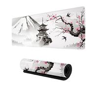 Japanese Cherry Blossom Branch Gaming Mouse Pad XL, Extended Large Mouse Mat Desk Pad, Stitched Edges Mousepad, Long Nonslip Rubber Base Mice Pad, 31.5 X 11.8 Inch