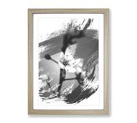 Japanese Cherry Blossom Flower V1 Modern Framed Wall Art Print, Ready to Hang Picture for Living Room Bedroom Home Office Décor, Oak A3 (34 x 46 cm)