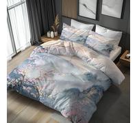 Japanese Cherry Blossom King Size Duvet Cover Sets - Asian Oriental Landscape Bedding & Bedroom Decor, Super Soft Microfiber Quilt Cover and 2 Pillowcases, with Zip, Reversible Design g4ki4