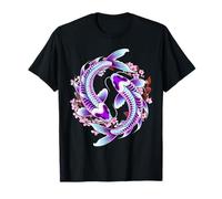 Japanese Cherry Blossom Koi Carp Fish Sakura Aesthetic Art T-Shirt