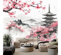 Japanese Cherry Blossom Loft Wallpaper for Kids Room, Multicolor Wall Mural Art for Kitchen Decoration Poster, Non-Woven Premium Art Fleece Photo Wallpaper - 250 x 175 cm