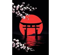 Japanese Cherry Blossom Notebook: Torii Gate Sunset Journal: Minimalist Red Sun & Sakura | 100 Lined Pages | 6x9 Inch Japanese Aesthetic Notebook