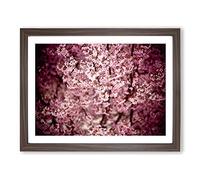 Japanese Cherry Blossom Pink Tree Modern Framed Print | A3 Walnut Framed Wall Art | Ready to Hang | Asian Floral Picture | Living Room Bedroom Lounge Office