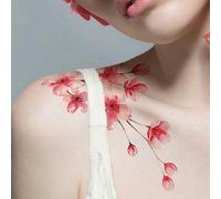 Japanese Cherry Blossom Tattoo Stickers Temporary Tattoos Fake Tattoo Collarbone Waterproof Flower Long-Lasting Sexy Peach Blossom Aesthetic