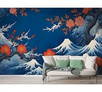 Japanese Cherry Blossom Wall Mural, Self-Adhesive Peel & Stick Wallpaper, Mountain Fuji Ukiyo-E Design Photo Wallpaper for Living Room & Bedroom (200x140 cm), M-781